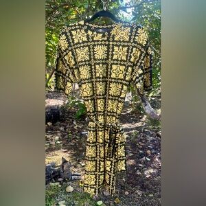 LexBreezy Black & Gold Quilt Print Dress, Size Small, BNWT